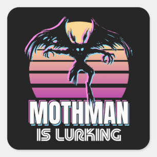 Mothman is lurking 80s Cryptid Gift Vierkante Sticker
