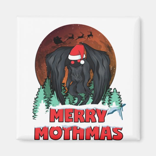 Mothman kerst, vrolijke mothmas man xmas san magneet (Voorkant)