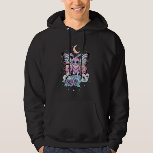 Mothman Moth Man Cute Kawaii Occult Satanic Pastel Hoodie (Voorkant)