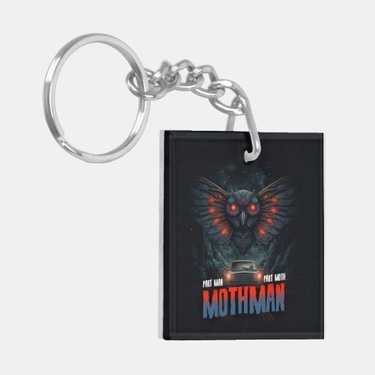 Mothman Night Sky met autolichten Sleutelhanger (Voorkant Links)