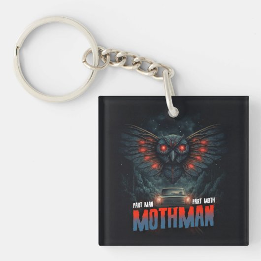 Mothman Night Sky met autolichten Sleutelhanger (Voorkant)