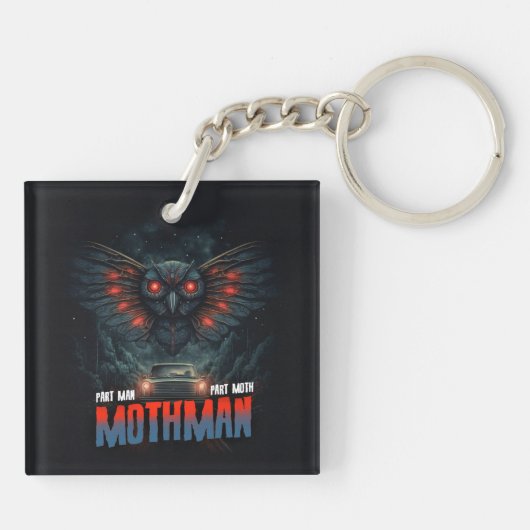 Mothman Night Sky met autolichten Sleutelhanger (Achterkant)