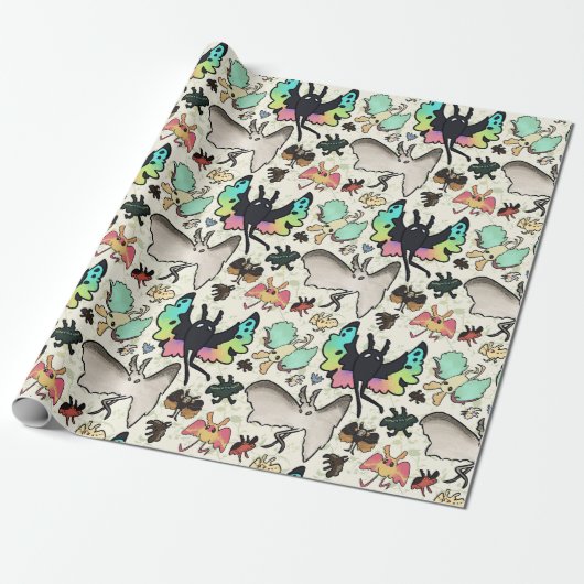 Mothman Pattern Cadeaupapier (Uitgerold)