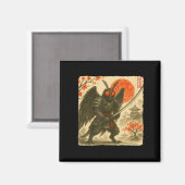 Mothman Samurai Japanese Warrior Costume Sumi-e Ar Magneet (Voorkant / Achterkant)