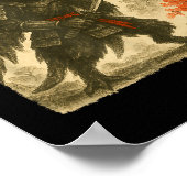 Mothman Samurai Japanese Warrior Costume Sumi-e Ar Poster (Hoek)