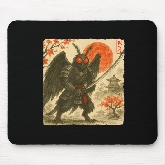 Mothman Samurai Japans krijgerkostuum Sumi-e Ar Muismat (Voorkant)