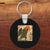 Mothman Samurai Japans krijgerkostuum Sumi-e Ar Sleutelhanger (Voorkant)