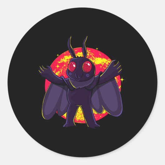 Mothman Schattige Cryptid Creatures Point Pleasant Ronde Sticker (Voorkant)