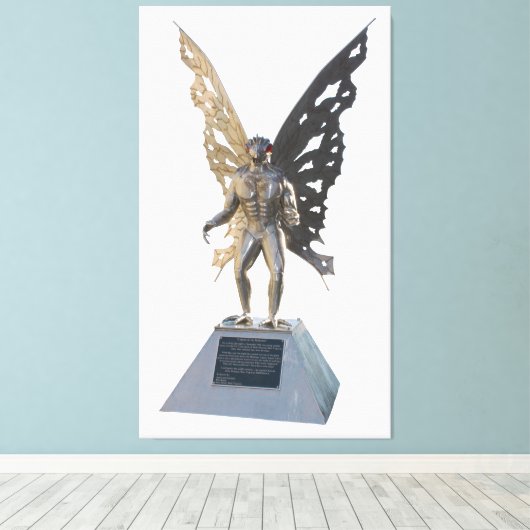 Mothman Statue van Point Pleasant West Virginia Canvas Afdruk (Insitu (Houten vloer))