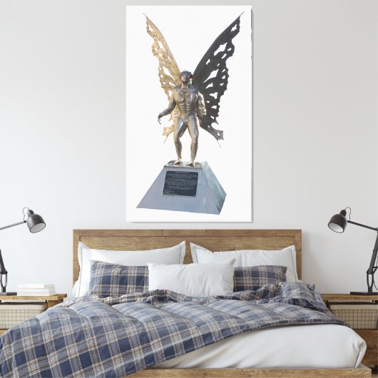 Mothman Statue van Point Pleasant West Virginia Canvas Afdruk (Insitu (Slaapkamer))