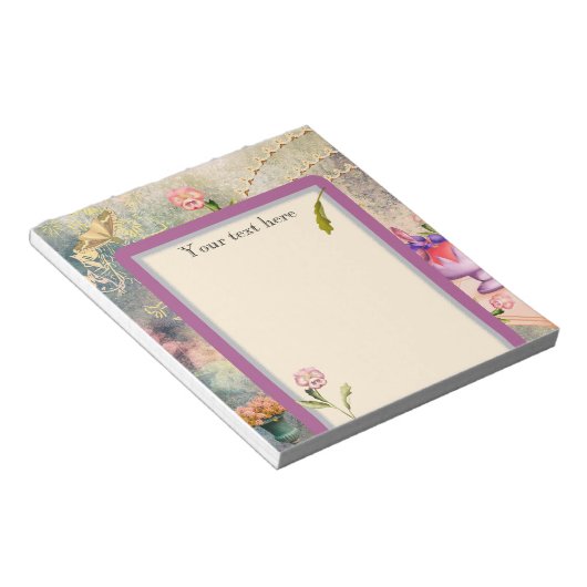 Moths and Pansies Personalized Romantic Notitieblok (Schuin)