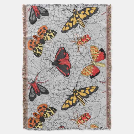 Moths on hydrangea deken (Voorkant Verticaal)