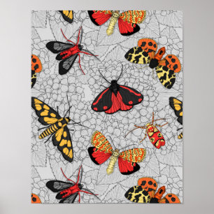 Moths on hydrangea poster