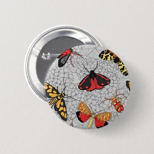 Moths on hydrangea ronde button 5,7 cm (Voorkant /achterkant)