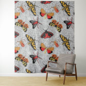 Moths on hydrangea wandkleed (In situ)