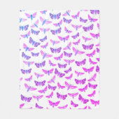 Moths Pattern roze Blue Paars Fleece Deken (Voorkant)