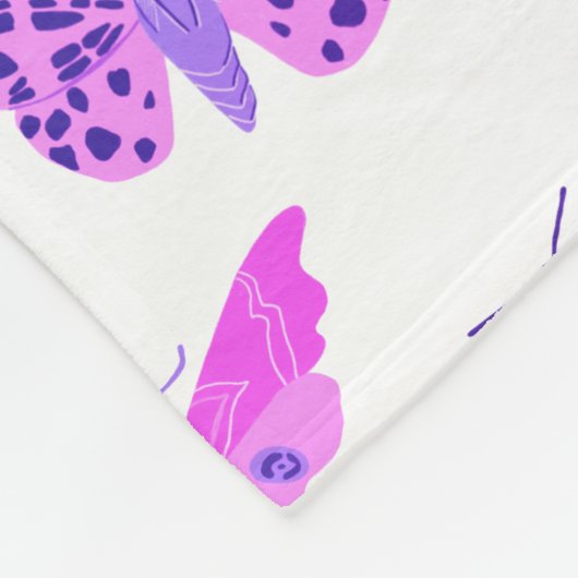 Moths Pattern roze Blue Paars Fleece Deken (Hoek)