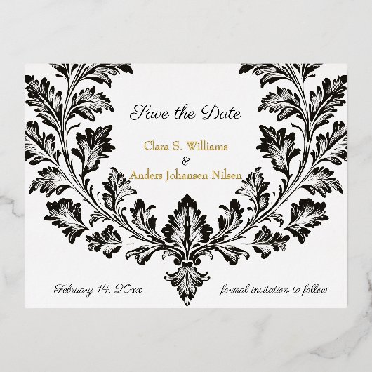  motief bruiloft, Save the Date, Folie Uitnodiging Briefkaart (Voorkant)