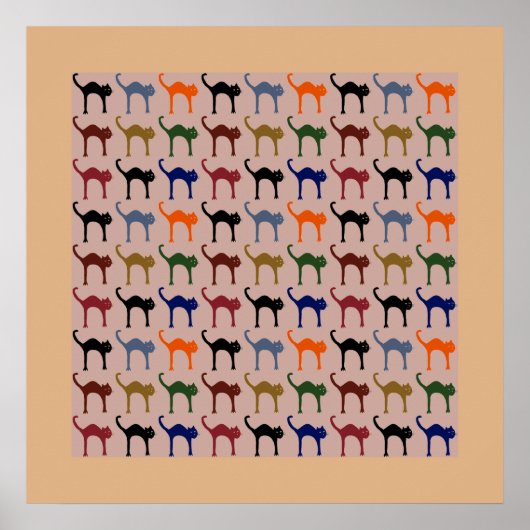 motief chat / kattenpatroon poster (Voorkant)