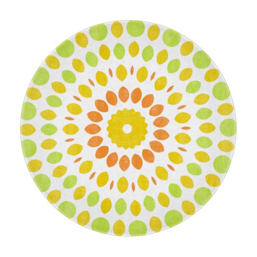  motief in limoengroen, citroengeel, sinaasappel snijplank (Voorkant)