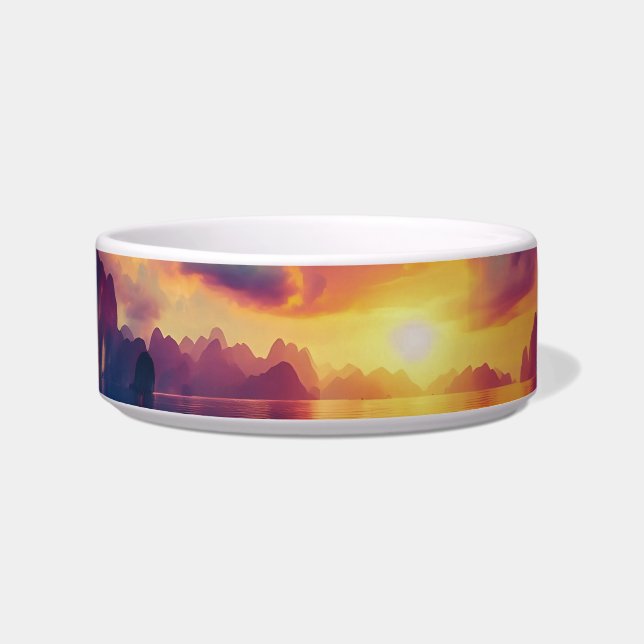 Motief van een epische rode zonsondergang voerbakje (Voorkant)