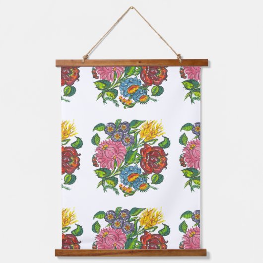 Moties Hongaarse Floral - kalocsai Hangend Wandkleed (Voorkant)