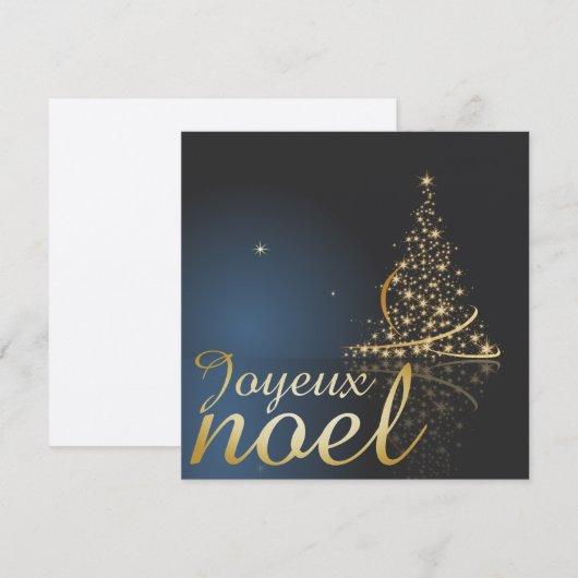 Motif de Noël bleu avec arbre de Noël doré Kaart (Voorkant / Achterkant)