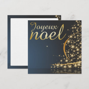 Motif de Noël bleu avec arbre de Noël doré Kaart