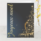 Motif de Noël bleu avec arbre de Noël doré Kaart (Gele Bloem)