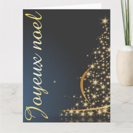 Motif de Noël bleu avec arbre de Noël doré Kaart