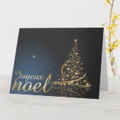 Motif de Noël bleu avec arbre de Noël doré Kaart (Gele Bloem)