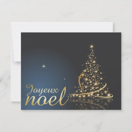 Motif de Noël bleu avec arbre de Noël doré Kaart (Voorkant)