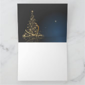 Motif de Noël bleu avec arbre de Noël doré Kaart (Binnen)
