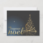 Motif de Noël bleu avec arbre de Noël doré Kaart (Voorkant)