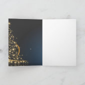 Motif de Noël bleu avec arbre de Noël doré Kaart (Binnen)