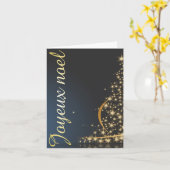 Motif de Noël bleu avec arbre de Noël doré Kaart (Gele Bloem)