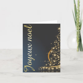 Motif de Noël bleu avec arbre de Noël doré Kaart