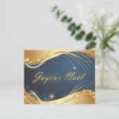 Motif de Noël of avec fond bleu Feestdagenkaart (Staand voorkant)