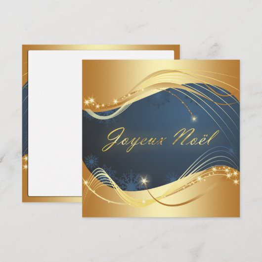 Motif de Noël of avec fond bleu Feestdagenkaart (Voorkant / Achterkant)