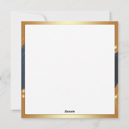 Motif de Noël of avec fond bleu Feestdagenkaart (Achterkant)