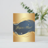 Motif de Noël of avec fond bleu Feestdagenkaart (Staand voorkant)