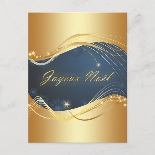 Motif de Noël of avec fond bleu Feestdagenkaart (Voorkant)