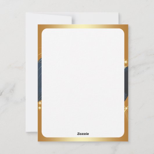 Motif de Noël of avec fond bleu Feestdagenkaart (Achterkant)