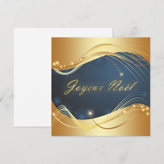 Motif de Noël of avec fond bleu Feestdagenkaart (Voorkant / Achterkant)