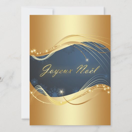 Motif de Noël of avec fond bleu Feestdagenkaart (Voorkant)