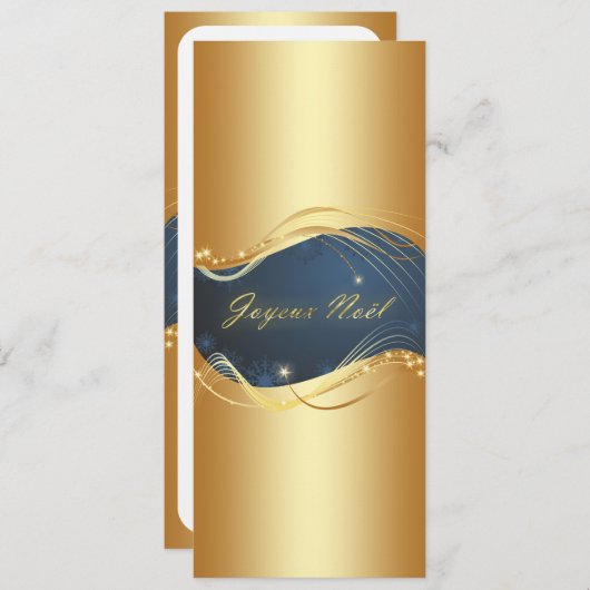 Motif de Noël of avec fond bleu Feestdagenkaart (Voorkant / Achterkant)