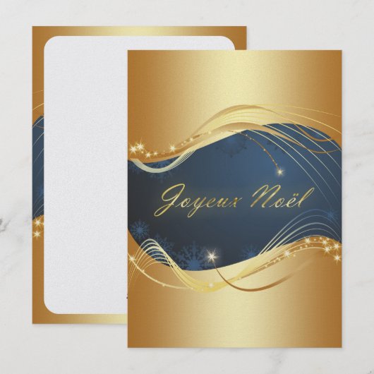 Motif de Noël of avec fond bleu Feestdagenkaart (Voorkant / Achterkant)