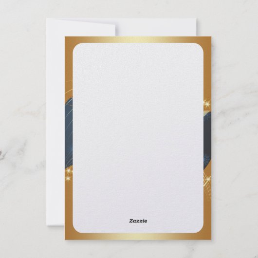 Motif de Noël of avec fond bleu Feestdagenkaart (Achterkant)