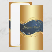 Motif de Noël of avec fond bleu Feestdagenkaart (Voorkant / Achterkant)