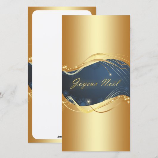 Motif de Noël of avec fond bleu Feestdagenkaart (Voorkant / Achterkant)